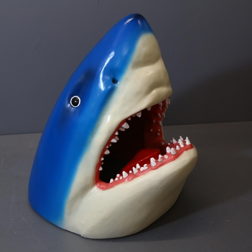 478 - A large painted plastic sharks head, H87cm