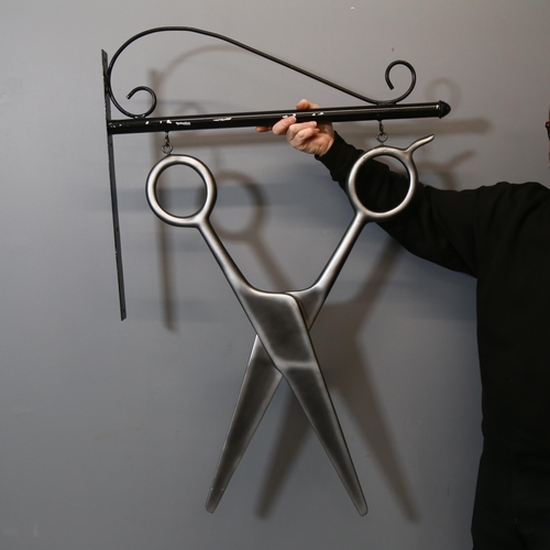 482 - Curiosity: Giant Scissors Shop sign. A pair of giant oversized scissors with metal hanging bracket. ... 