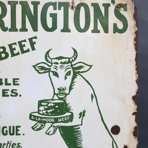 511 - An early 20th century white and green enamel advertising sign for Hetherington's College Restaurant,... 