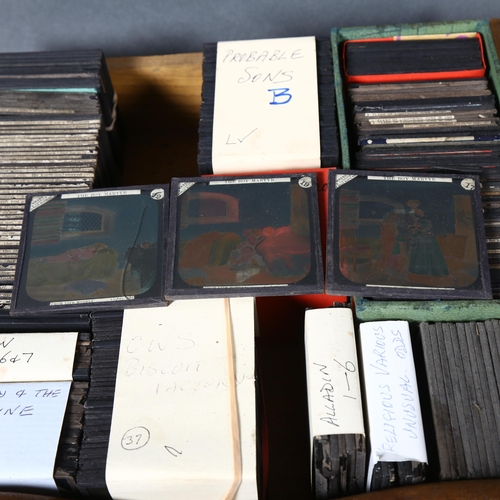 513 - A collection antique magic lantern slides, containing a small selection of human biology, Mr Vanity ... 