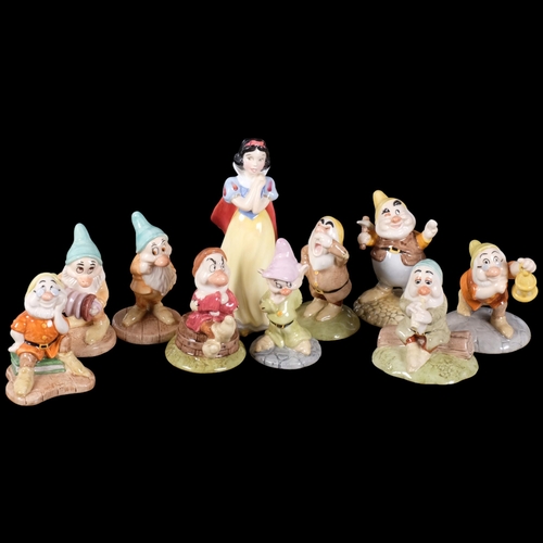 381 - Royal Doulton Snow White and the Seven (9) Dwarfs, Snow White height 14.5cm