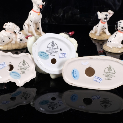 382 - Royal Doulton, Disney's 101 Dalmatians Cruella Deville, H16cm, and 6 various Dalmatians