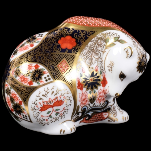 391 - Royal Crown Derby Rocky Mountain Bear paperweight, limited edition of 500, with silver stopper, H8.5... 