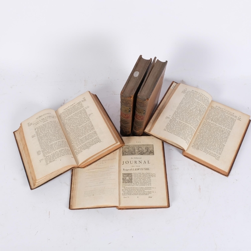 123 - Father Daniel's History of France in 5 volumes dated 1726, leather-bound, from the time the French M... 