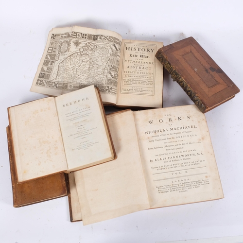 124 - A selection of various Antique books, including The Works of Nicholas Machiavel Secretary of State o... 