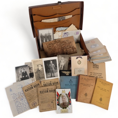 147 - A period small case containing various Air Force books, airmail letters, Second World War Period, mo... 