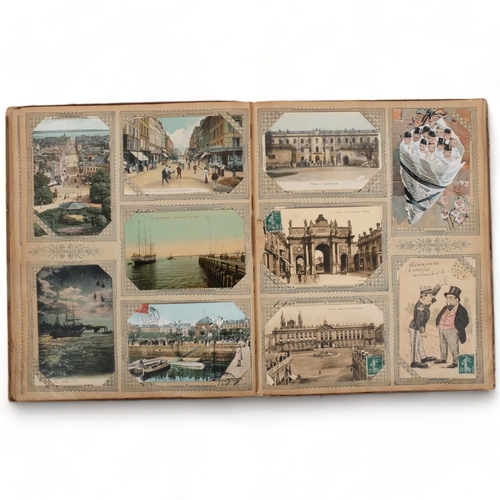 149 - 19th/20th century postcard album, topographical, greetings and other cards, mainly French scenes