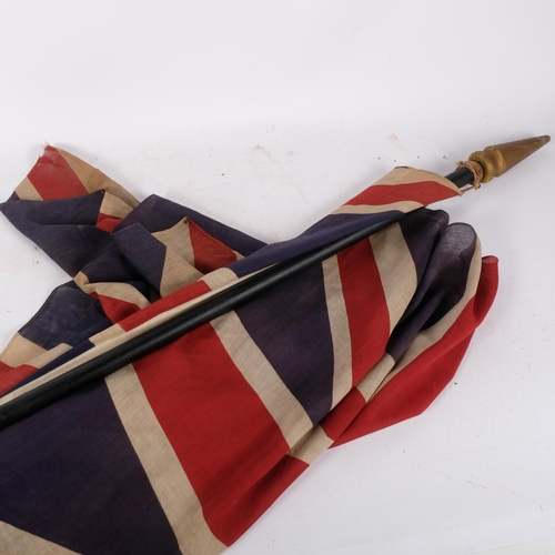 158 - A Vintage Union Jack, pole mounted, flag 120cm x 87cm approx