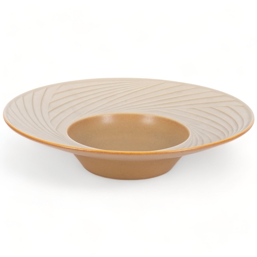 189 - A mid-century Rosenthal Studio line pottery bowl, the broad rim relief moulded geometric decoration,... 