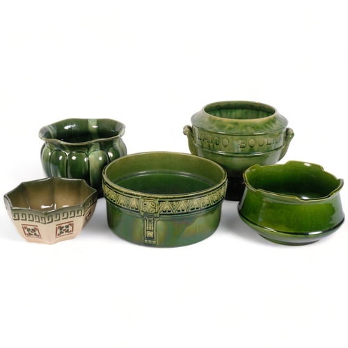 194 - 5 green glazed pottery bowls, including Ault (5)