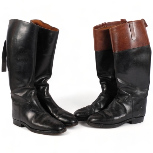 213 - 2 pairs of Vintage leather riding boots, 1 pair with stamp to inside 