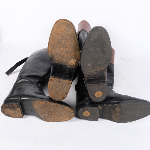 213 - 2 pairs of Vintage leather riding boots, 1 pair with stamp to inside 