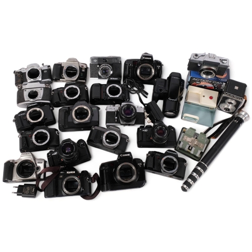 238 - A selection of Vintage cameras and equipment, including an Olympus IS-1000, a Praktica LTL3, a Prakt... 