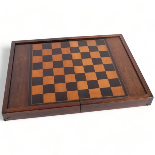 258 - A stunning Victorian rosewood games companion, with hinged bracket locks to the side, closed dimensi... 