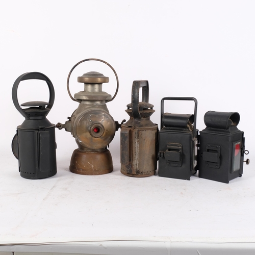 264 - A group of handheld carriage lanterns, various types and designs, largest bears inscribed plaque to ... 