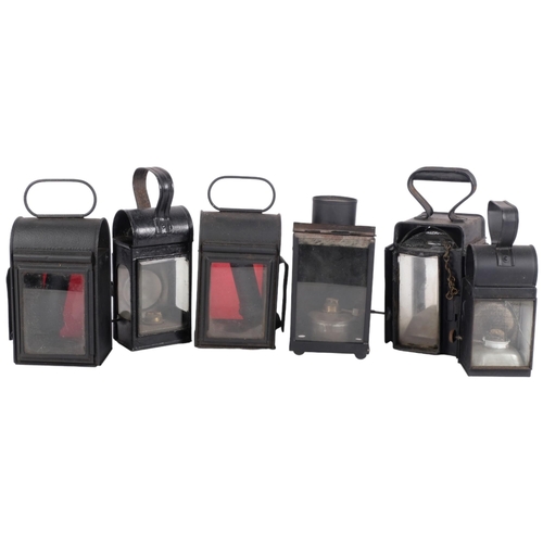 271 - A group of Vintage handheld railway lanterns, lanterns have been overpainted and show no identifiabl... 