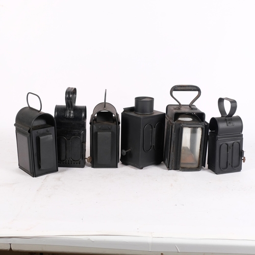 271 - A group of Vintage handheld railway lanterns, lanterns have been overpainted and show no identifiabl... 