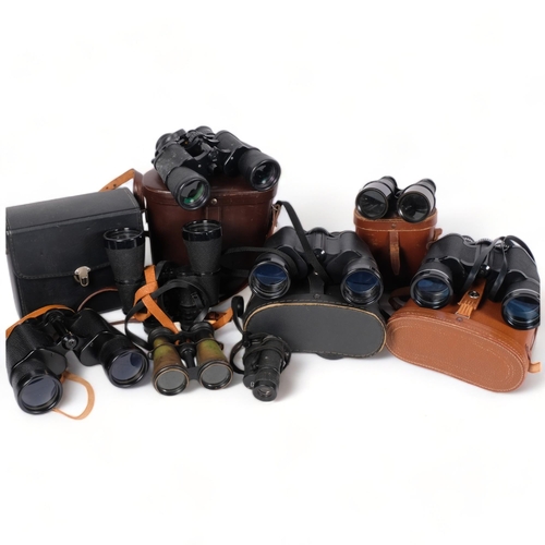 274 - A selection of Vintage binoculars, including Super Zenith 10x50 field binoculars, Halina 12x50 binoc... 