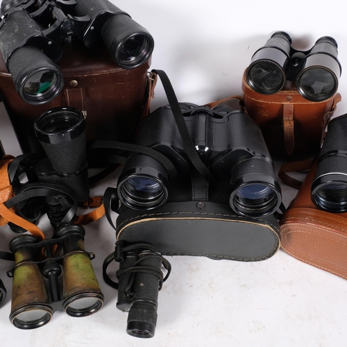 274 - A selection of Vintage binoculars, including Super Zenith 10x50 field binoculars, Halina 12x50 binoc... 