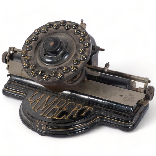 A Victorian Lambert typewriter, serial no. 5533, by The Gramophone & Typewriter Ltd, complete with instruction booklet