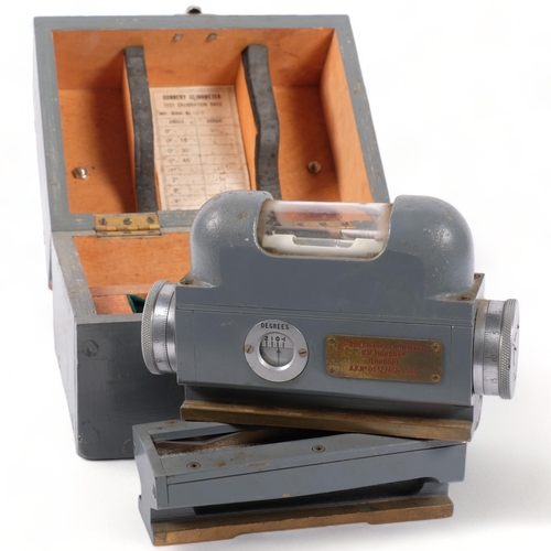 704 - A boxed gunnery precision clinometer