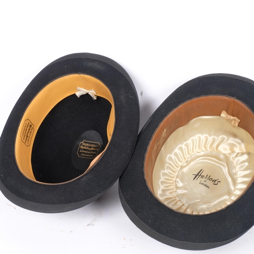 705 - 2 bowler hats, 1 by Harrods and 1 by Hilhouse & Co