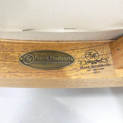 2 - FRANK HUDSON - A pair of Spire tub chairs, with double-caned back, upholstered seat and maker's labe... 