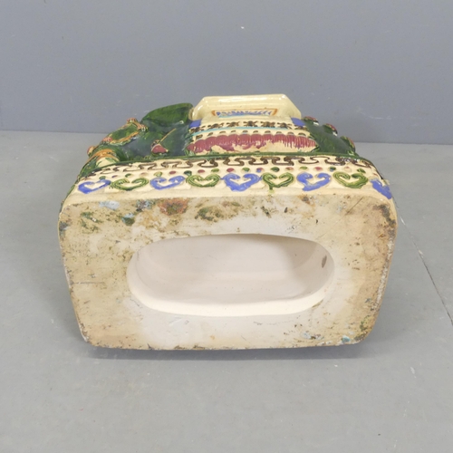 4 - A painted ceramic elephant design garden seat. 58x59x28cm.