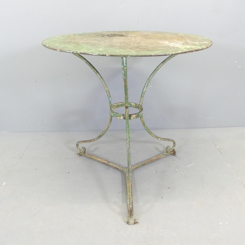 61 - A French painted wrought iron gueridon garden / bistro table. 70x71cm.