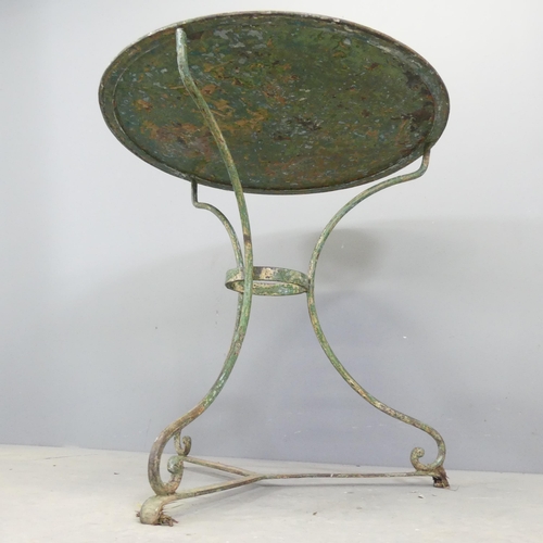 61 - A French painted wrought iron gueridon garden / bistro table. 70x71cm.