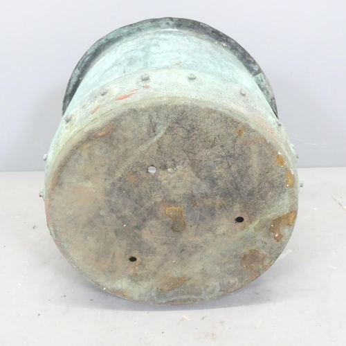 7 - An antique verdigris copper copper, of riveted construction. 46x32cm.