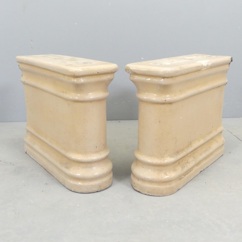 69 - A pair of glazed ceramic pedestals.15.5x38x45cm.