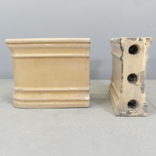 69 - A pair of glazed ceramic pedestals.15.5x38x45cm.