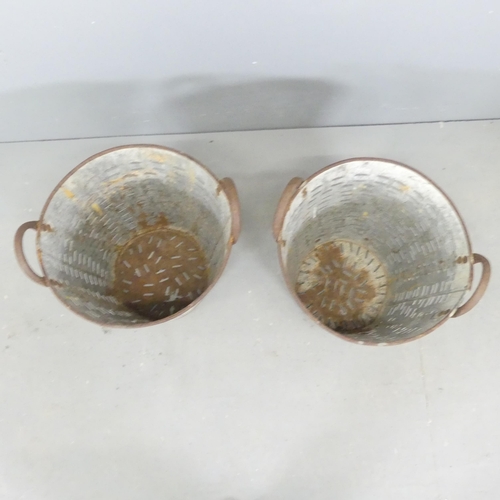 70 - A pair of galvanised metal oyster buckets. 40x45cm.