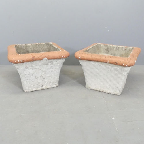 71 - A pair of painted concrete square garden planters. 49x36cm.