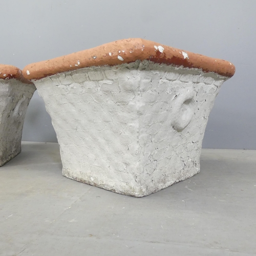 71 - A pair of painted concrete square garden planters. 49x36cm.