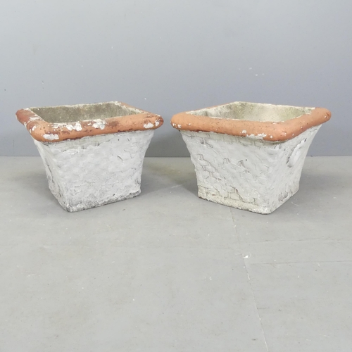 72 - A pair of painted concrete square garden planters. 49x36cm.