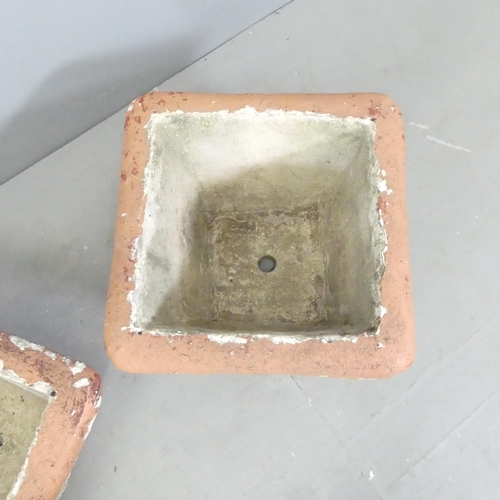 72 - A pair of painted concrete square garden planters. 49x36cm.