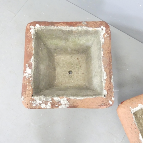 72 - A pair of painted concrete square garden planters. 49x36cm.