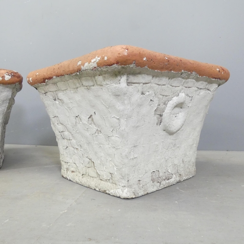 72 - A pair of painted concrete square garden planters. 49x36cm.