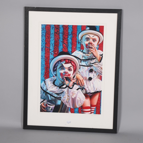 113 - RON ENGLISH (born 1959), Clown Kids Smoking 2004, printed on Somerset textured acid free ultra white... 