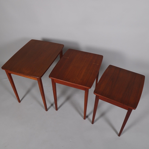 121 - Attributed RICHARD HORNBY, a set of 3 Mid 20th century nesting side tables in afromosia wood, height... 