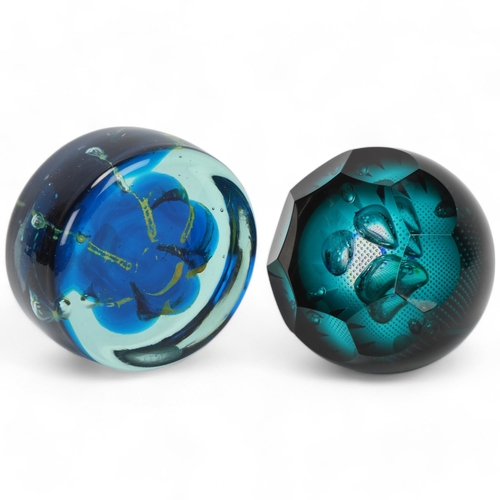132 - A Mdina glass paperweight and a Caithness paperweight, both with makers marks, tallest 11cm