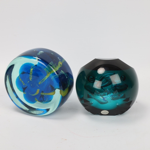 132 - A Mdina glass paperweight and a Caithness paperweight, both with makers marks, tallest 11cm