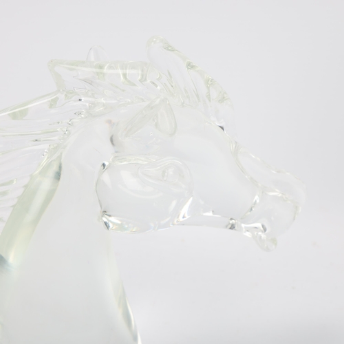 145 - LICIO ZANETTI, a hand sculpted Murano glass horse head, signed to base, height 16cm