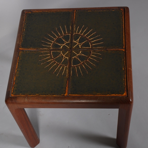 148 - A mid 20th century teak and tile-top side table, height 44.5cm, top 44.5cm Sq