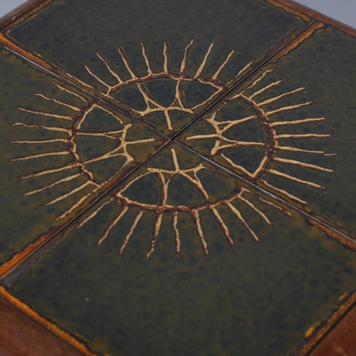 148 - A mid 20th century teak and tile-top side table, height 44.5cm, top 44.5cm Sq