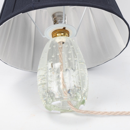 194 - A Murano glass lamp, with clear bubble glass base and black fabric shade, overall height 27cm