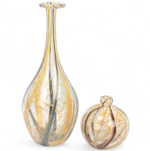 195 - Two Mdina style glass vases, indistinctly signed to base and numbered, tallest 30cm