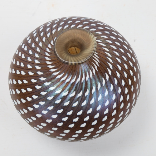 201 - BERTIL VALLIEN for Kosta Boda, an Artist Collection Swirl pattern smoked iridescent glass vase, sign... 